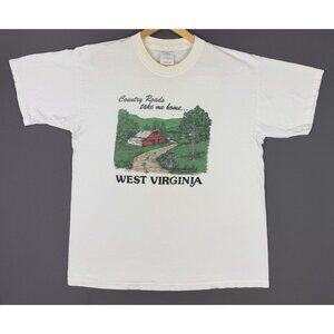 Vintage Y2K Country Roads Take Me Home West Virginia Mail Pouch Graphic XL Tee